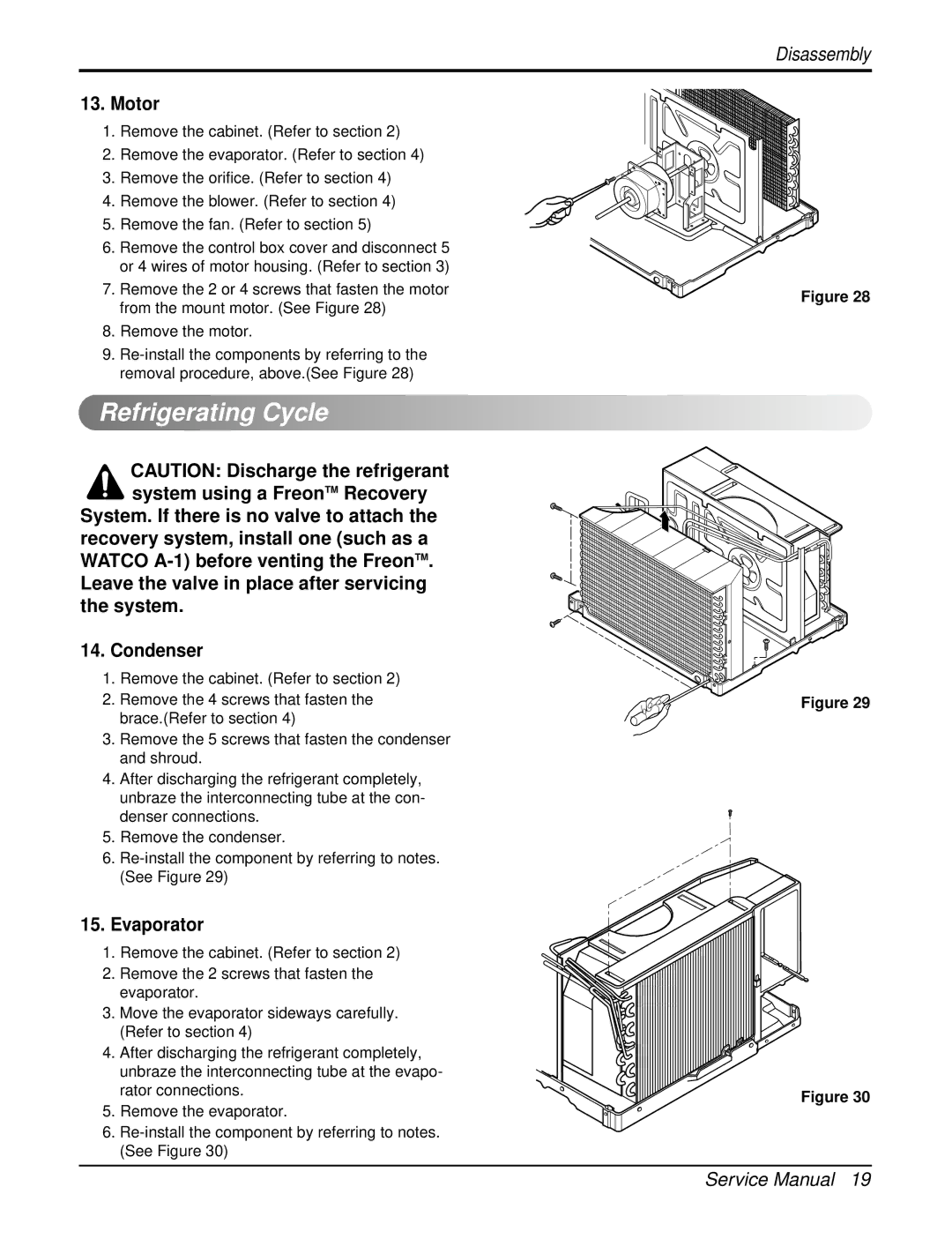 Heat Controller REG-123A, REG-71A service manual Refrigerating Cycle, Motor, Evaporator 