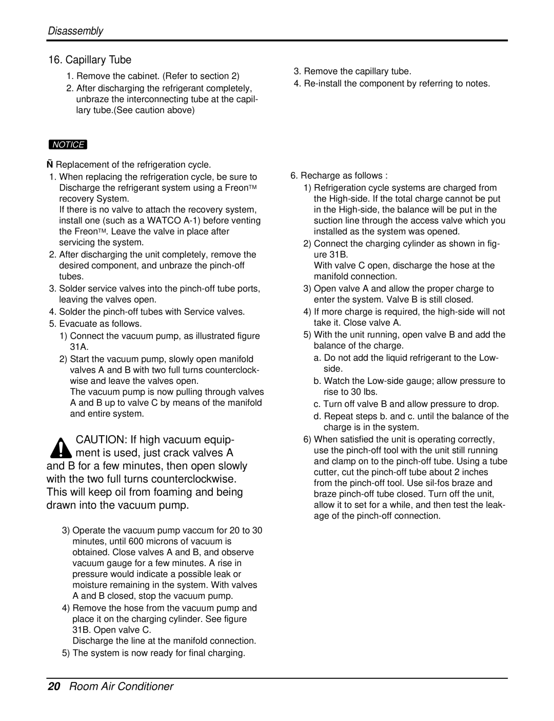 Heat Controller REG-71A, REG-123A service manual Capillary Tube 