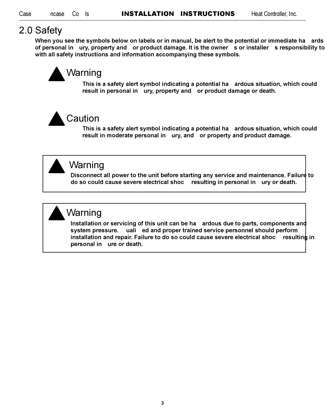 Heat Controller RSG30R-1D installation instructions Safety 