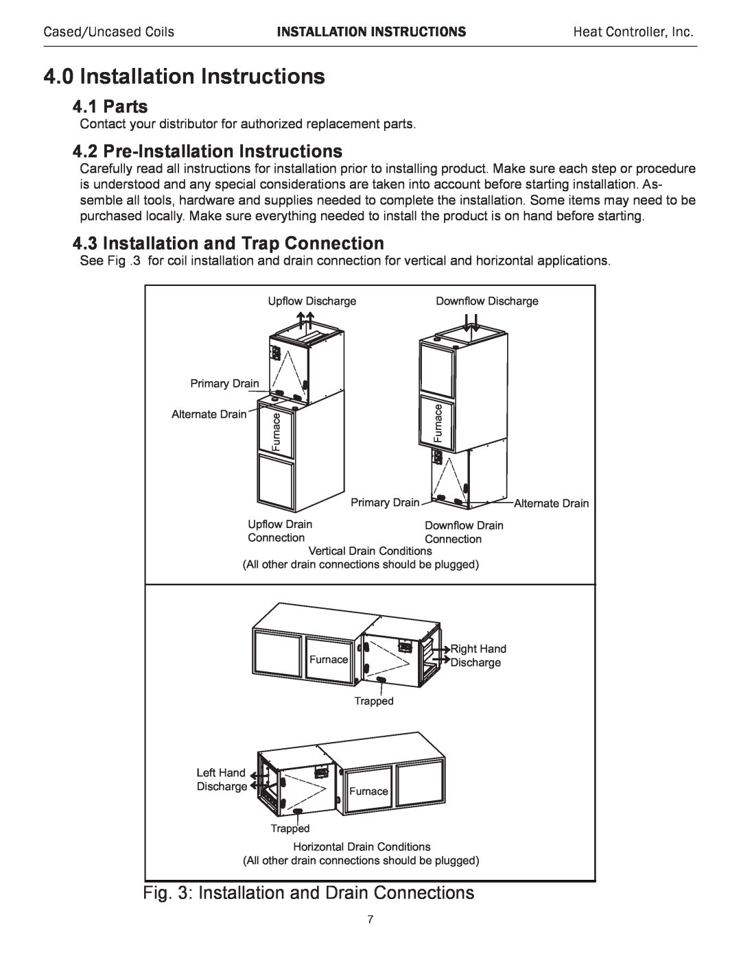 Heat Controller RSG30R-1D 4.0Installation Instructions, 4.1Parts, Pre-InstallationInstructions, Cased/Uncased Coils 