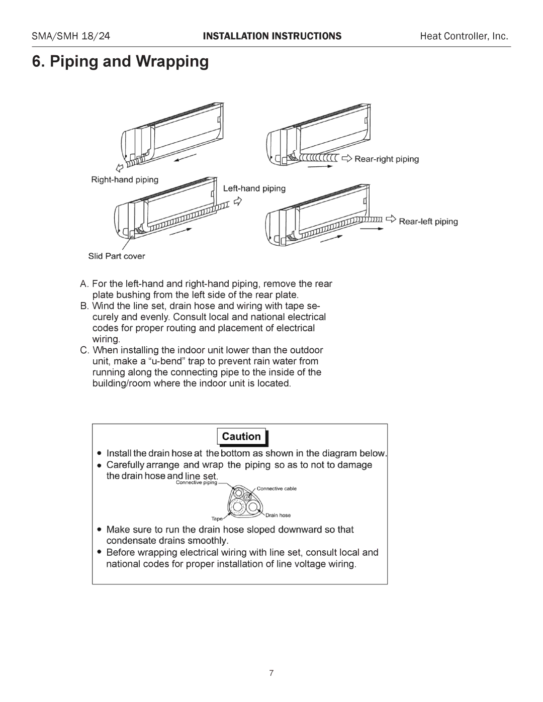 Heat Controller SMA 18 installation instructions Piping and Wrapping 