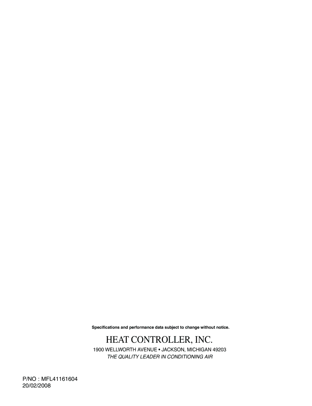 Heat Controller VMC18SB-1/VMH18SB-1, VMC09SB-1/VMH09SB-1, VMC30SB-1/VMH30SB-1, VMC24SB-1/VMH24SB-1 Heat CONTROLLER, INC 