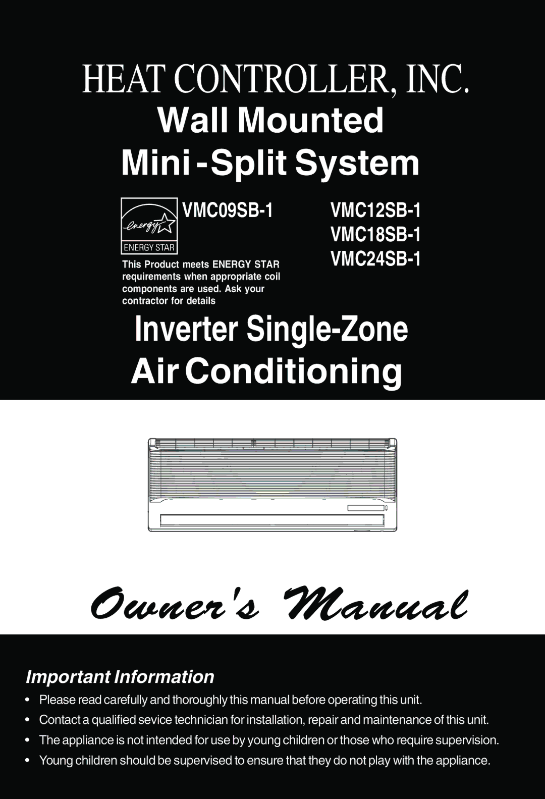 Heat Controller VMC12SB-1, VMC18SB-1, VMC24SB-1, VMC09SB-1 manual Heat CONTROLLER, INC 