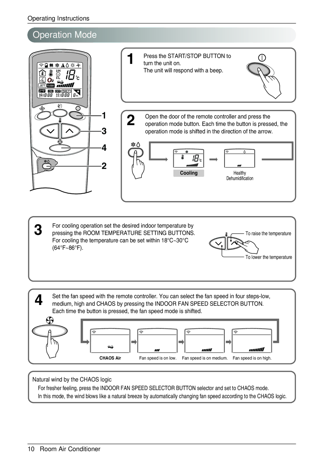 Heat Controller VMC24SB-1 Operation Mode, Turn the unit on, Unit will respond with a beep, Press the START/STOP Button to 