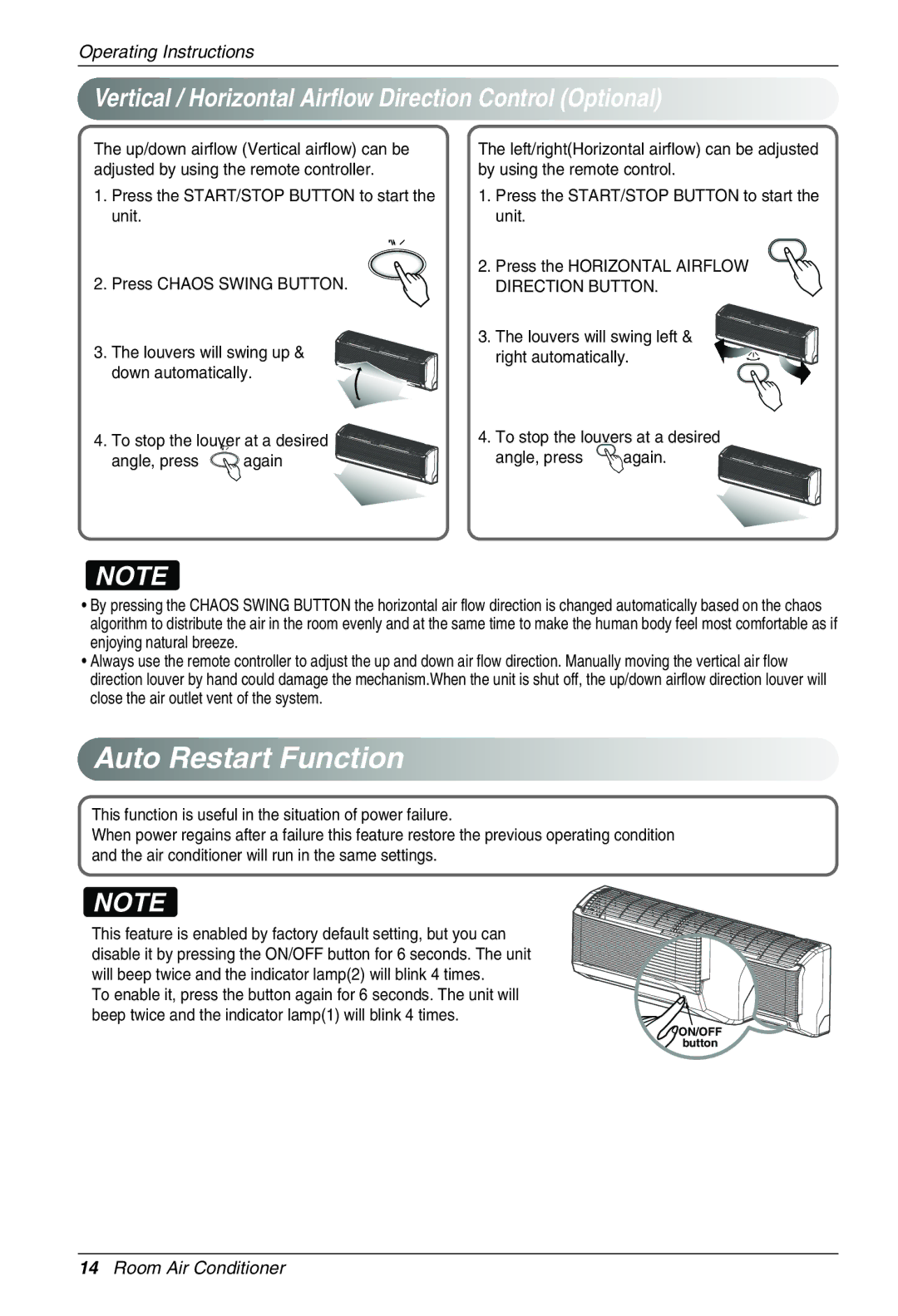 Heat Controller VMC24SB-1, VMC18SB-1, VMC12SB-1, VMC09SB-1 Vertical / Horizontal Airflow Direction Control Optional, Again 