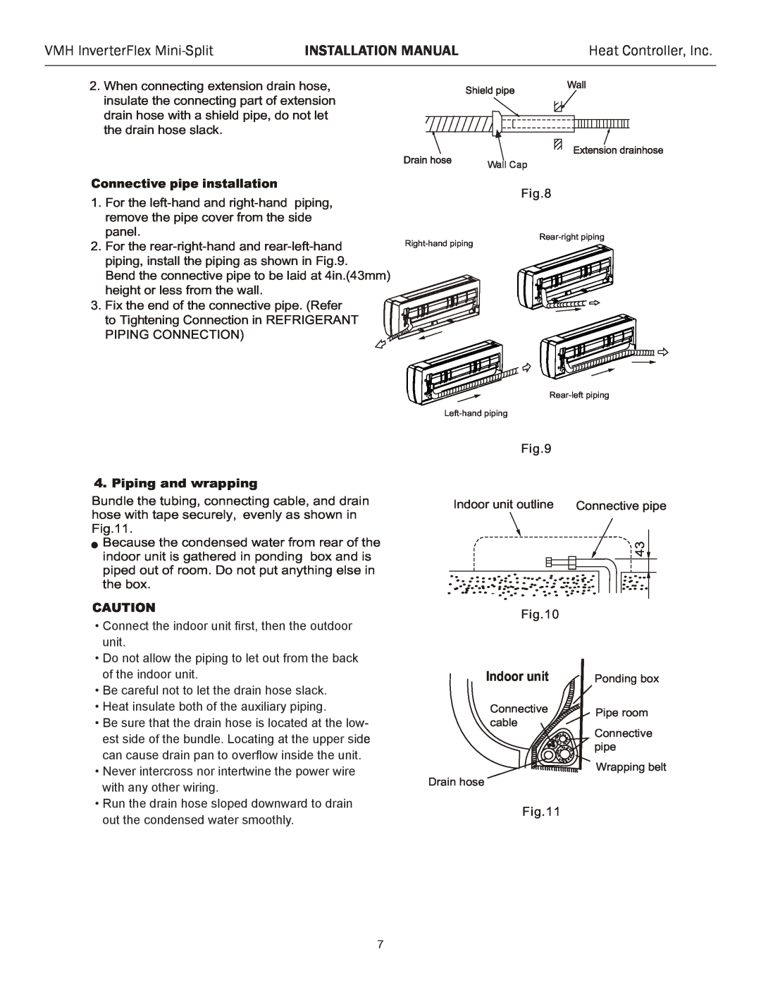 Heat Controller VMH 09, VMH 27, VMH 18 VMH InverterFlex Mini-Split, Installation Manual, Heat Controller, Inc, Indoor unit 