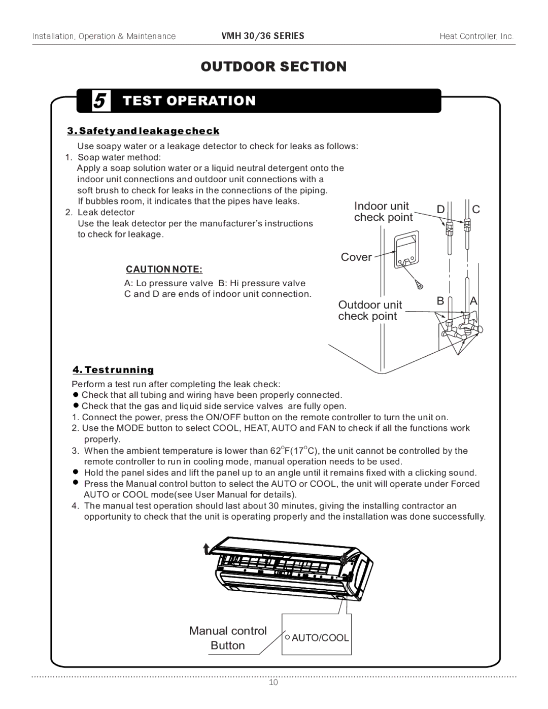 Heat Controller VMH 30 manual Test Operation 