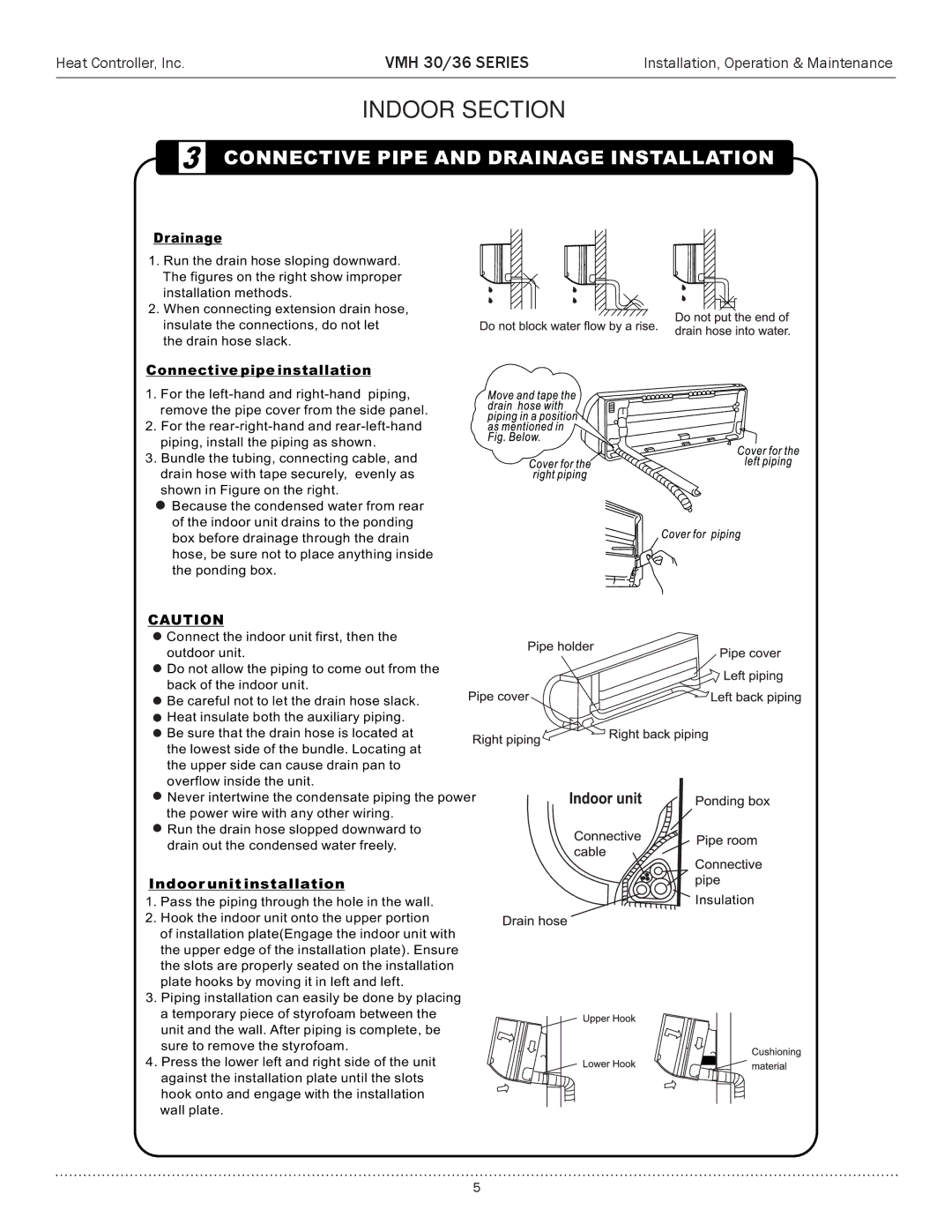 Heat Controller VMH 30 manual Connective Pipe and Drainage Installation 