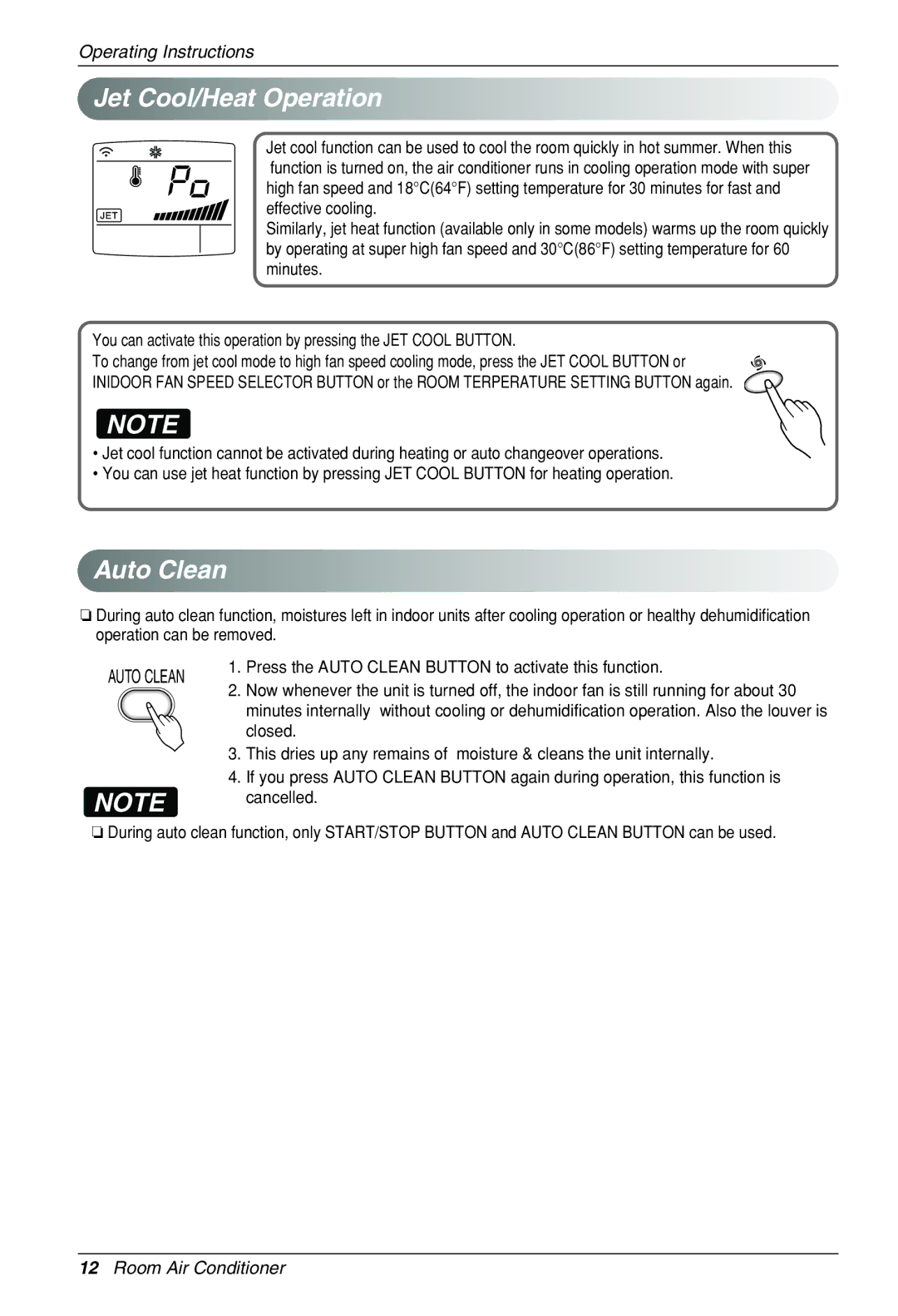 Heat Controller VMH30SB-1 specifications Jet Cool/Heat Operation, Auto Clean 