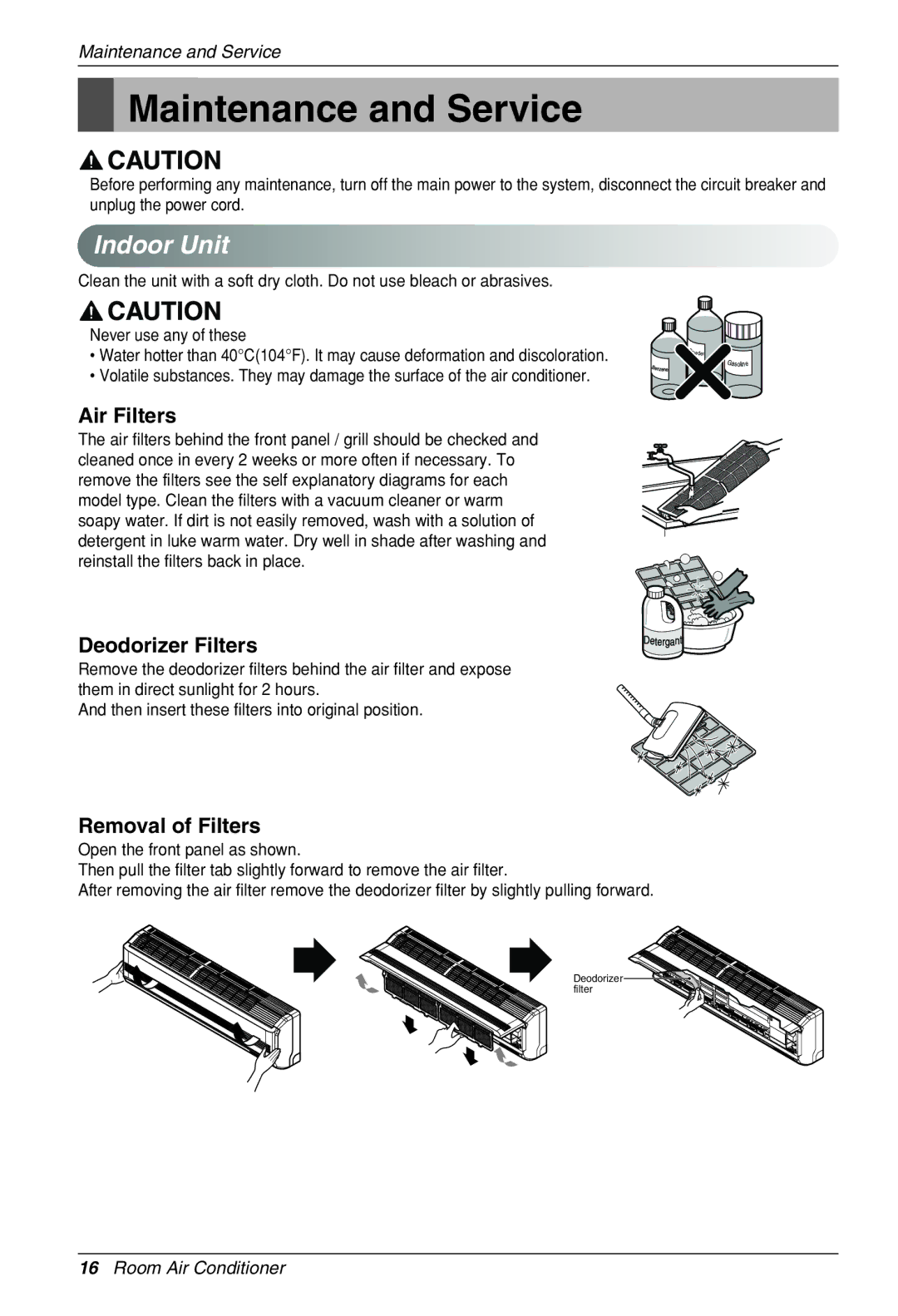 Heat Controller VMH30SB-1 specifications Maintenance and Service, Indoor Unit 