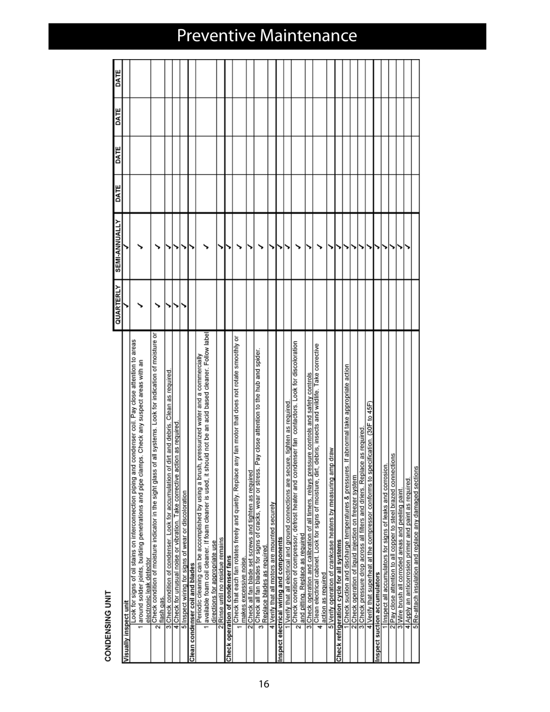 Heatcraft Refrigeration Products 25006801 operation manual Preventive Maintenance 