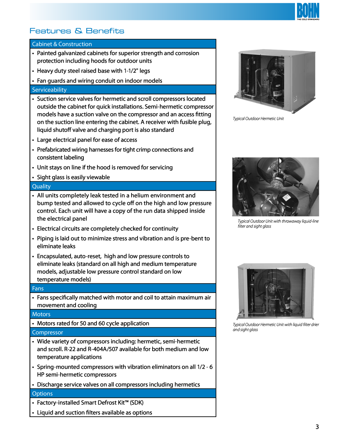 Heatcraft Refrigeration Products Air-Cooled Condensing Units Features & Benefits, Cabinet & Construction, Serviceability 