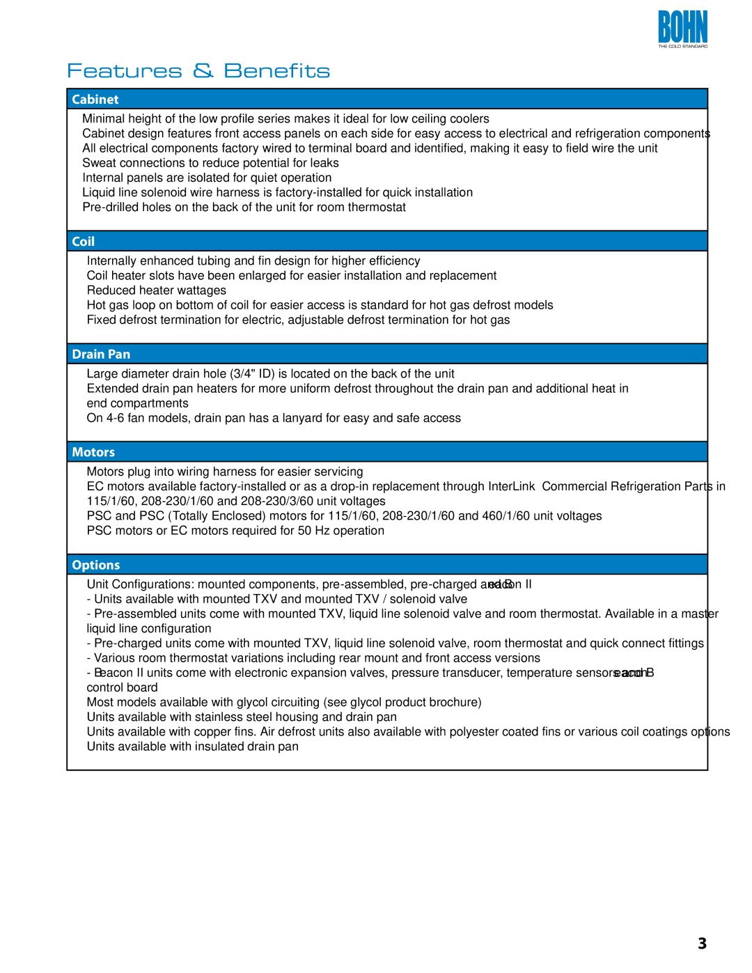 Heatcraft Refrigeration Products BN-LOPTB manual Features & Benefits 