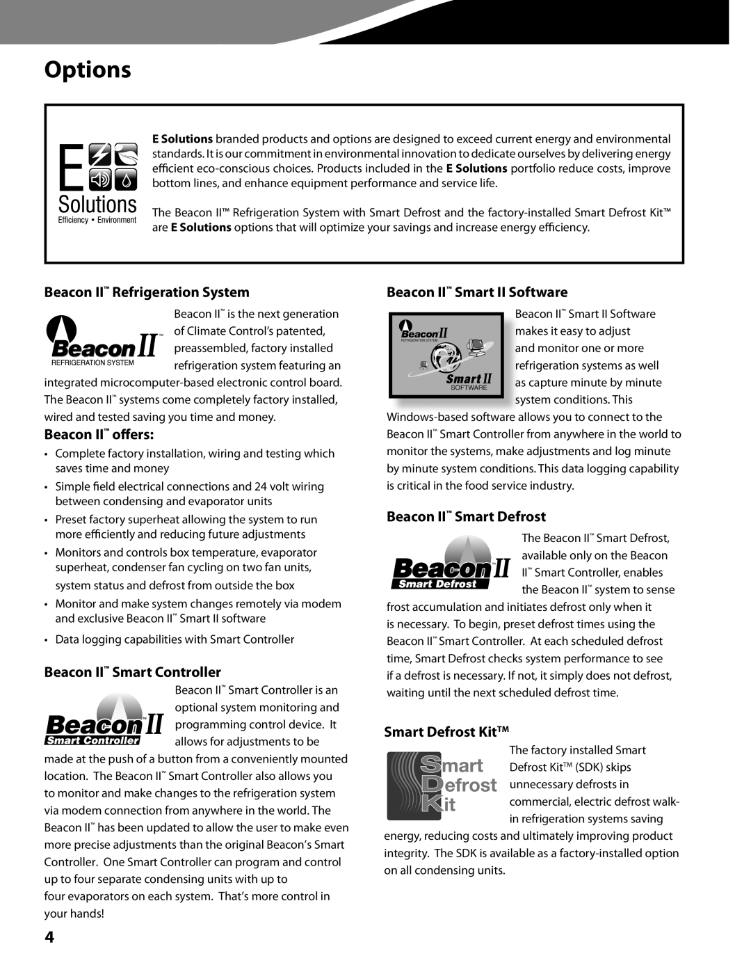 Heatcraft Refrigeration Products CC-CUBZTB manual Options 