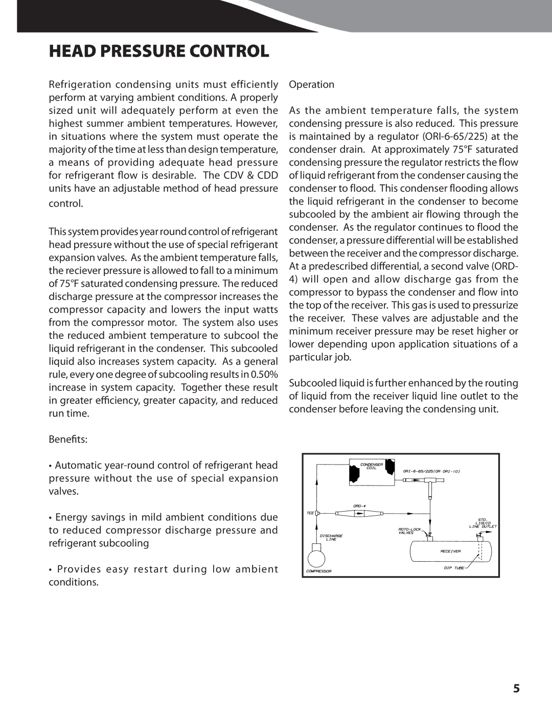 Heatcraft Refrigeration Products CC-CUBZTB manual Head Pressure Control 