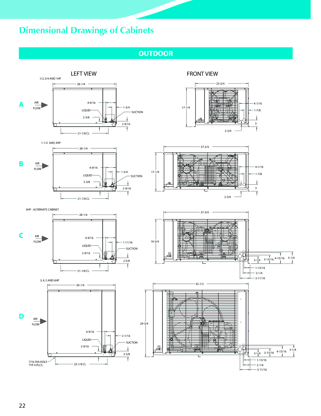 Heatcraft Refrigeration Products CC-HTSTB manual Dimensional Drawings of Cabinets, Outdoor 