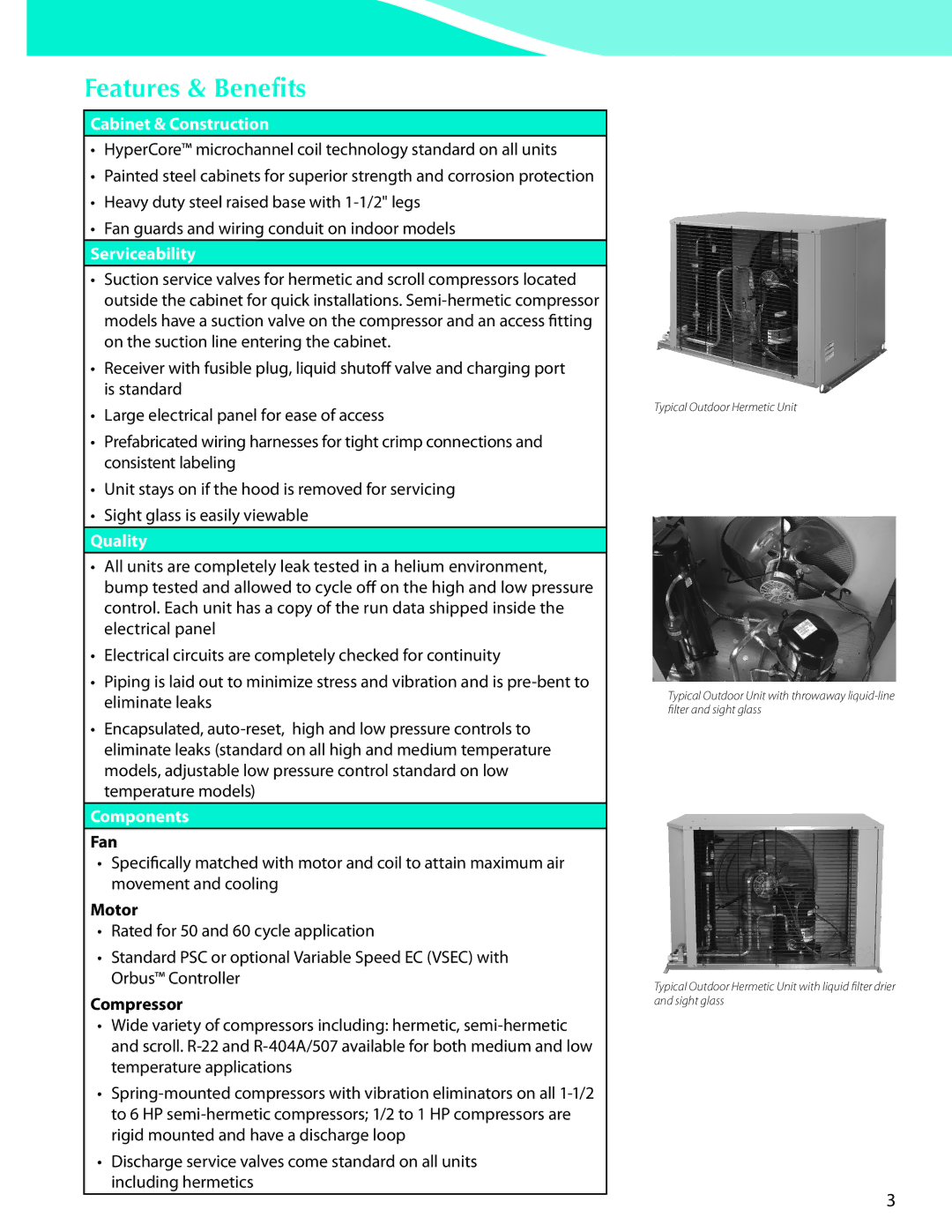 Heatcraft Refrigeration Products CC-HTSTB manual Features & Benefits, Cabinet & Construction 