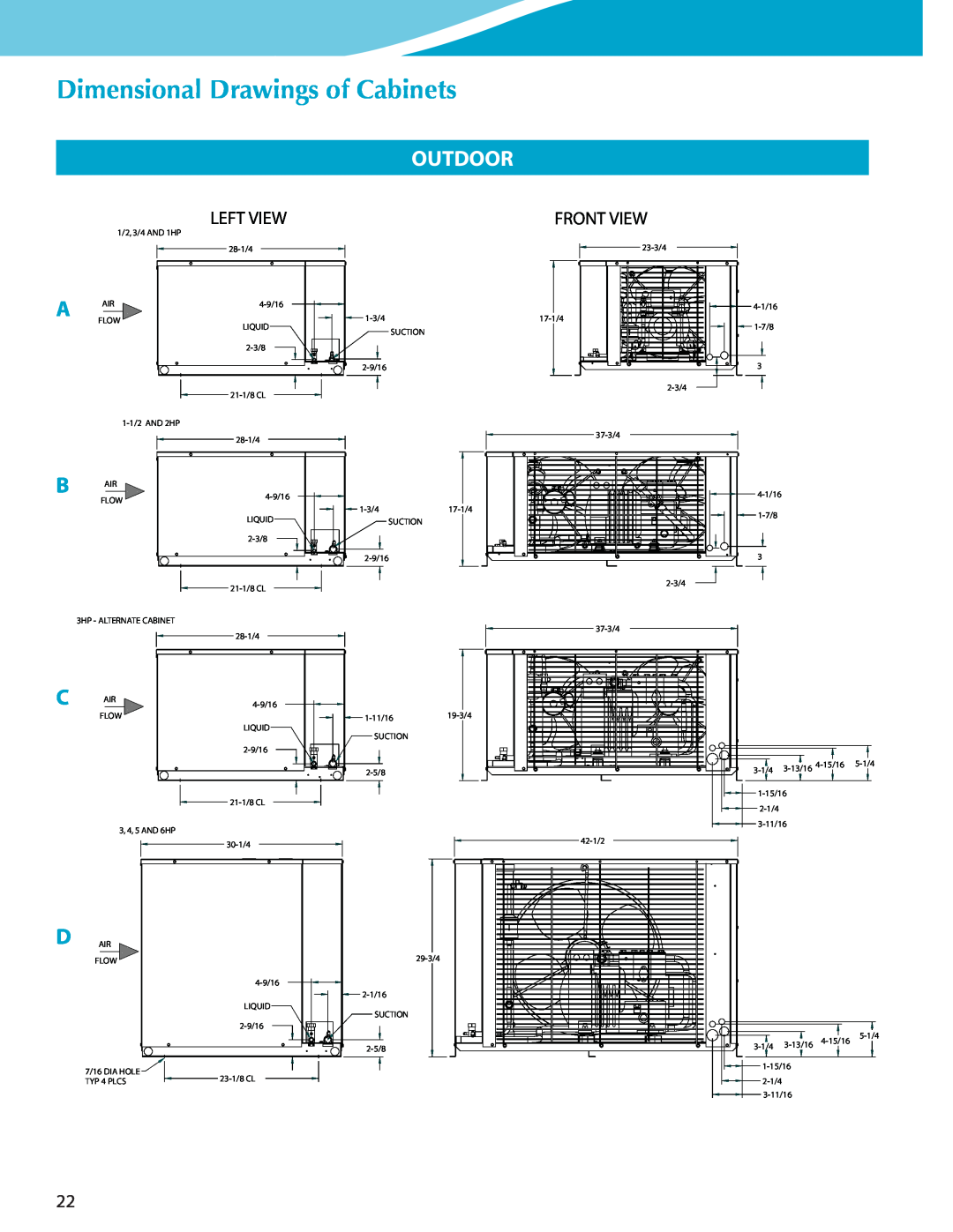 Heatcraft Refrigeration Products CC-HTSTB manual Dimensional Drawings of Cabinets, Outdoor 