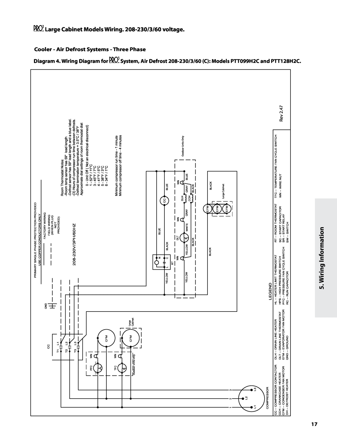 Heatcraft Refrigeration Products H-IM-82B Large Cabinet Models Wiring. 208-230/3/60 voltage, Wiring Information 