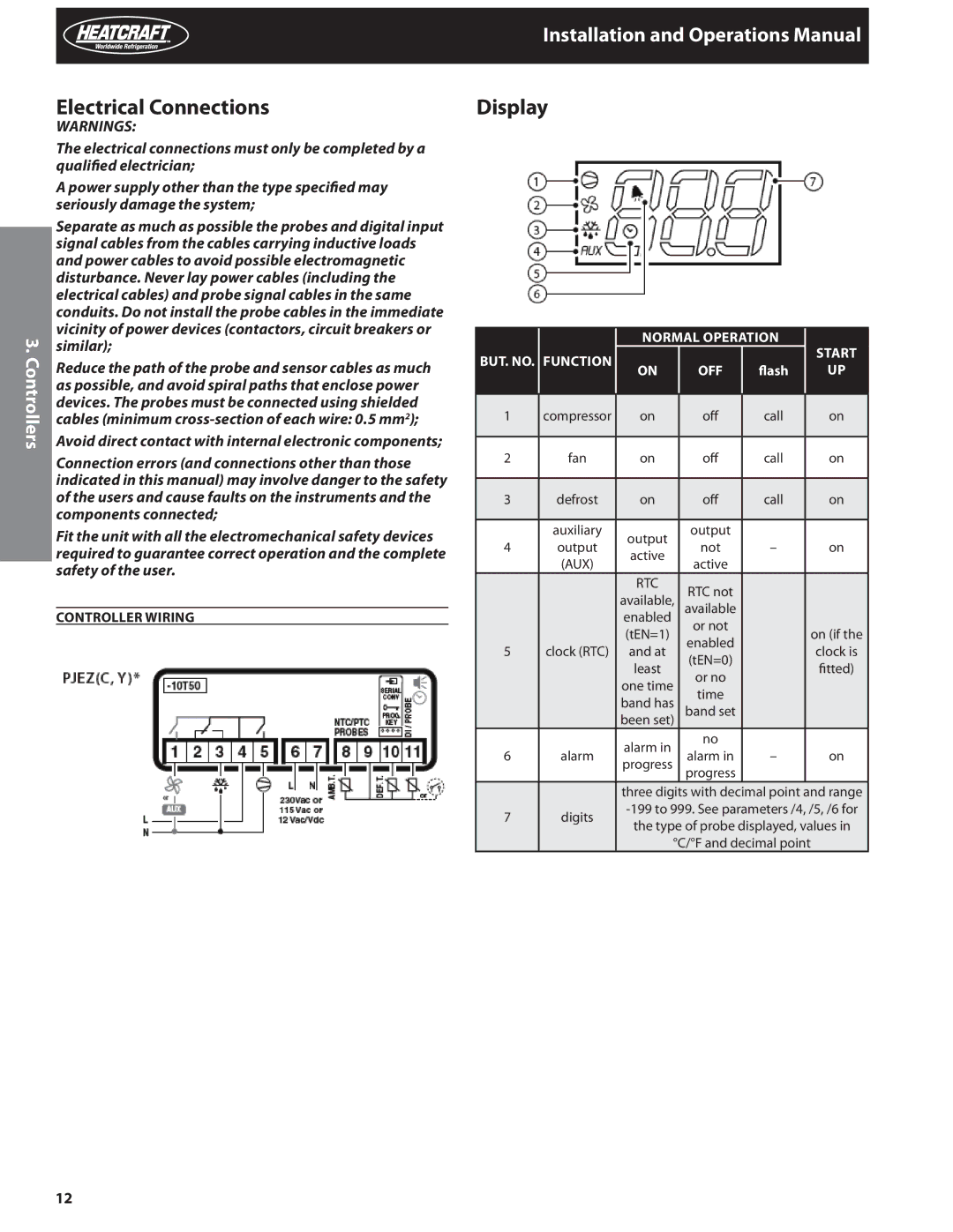 Heatcraft Refrigeration Products H-IM-82C installation instructions Electrical Connections, Display, Output Not, Fitted 