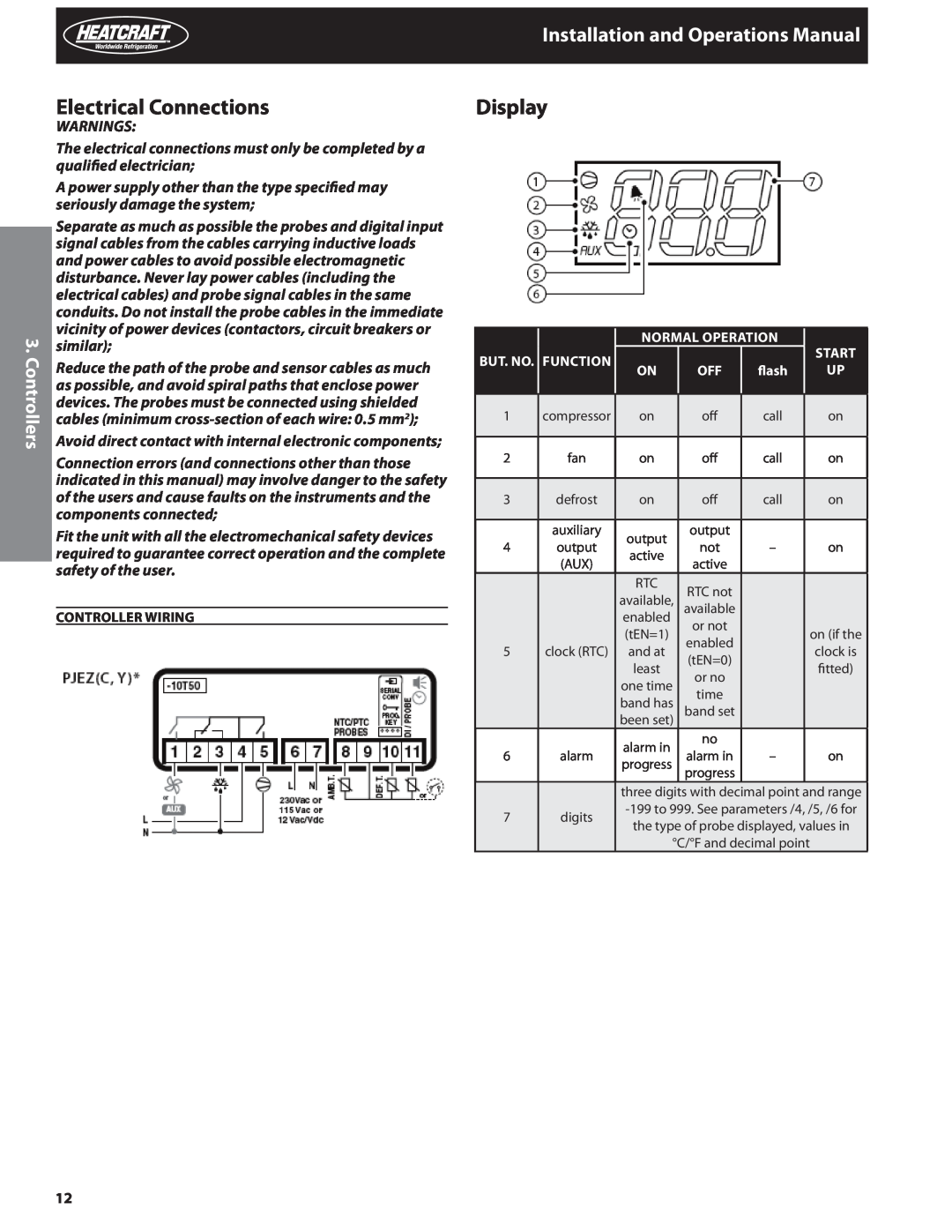 Heatcraft Refrigeration Products H-IM-82C Electrical Connections, Display, Installation and Operations Manual 