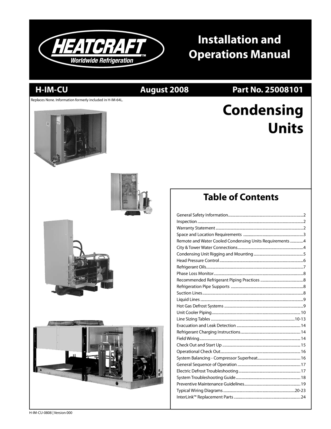 Heatcraft Refrigeration Products H-IM-CU warranty Units 