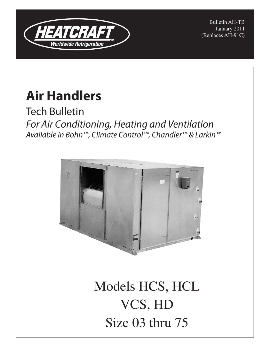 Heatcraft Refrigeration Products HCS manual Air Handlers 