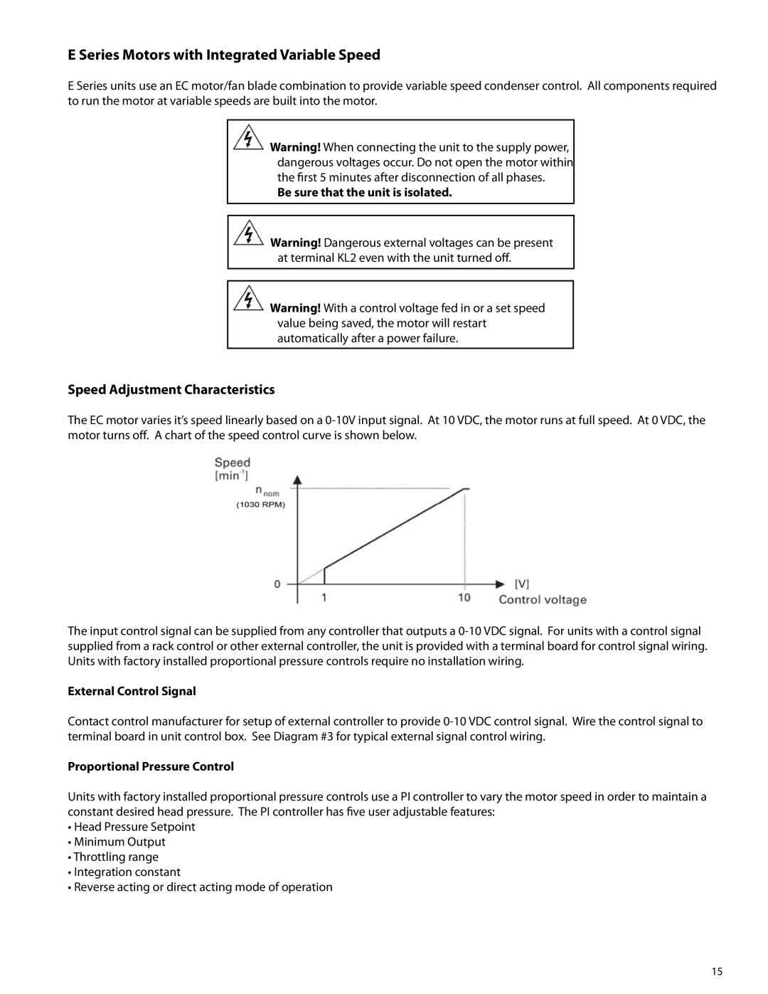 Heatcraft Refrigeration Products none Series Motors with Integrated Variable Speed, Speed Adjustment Characteristics 