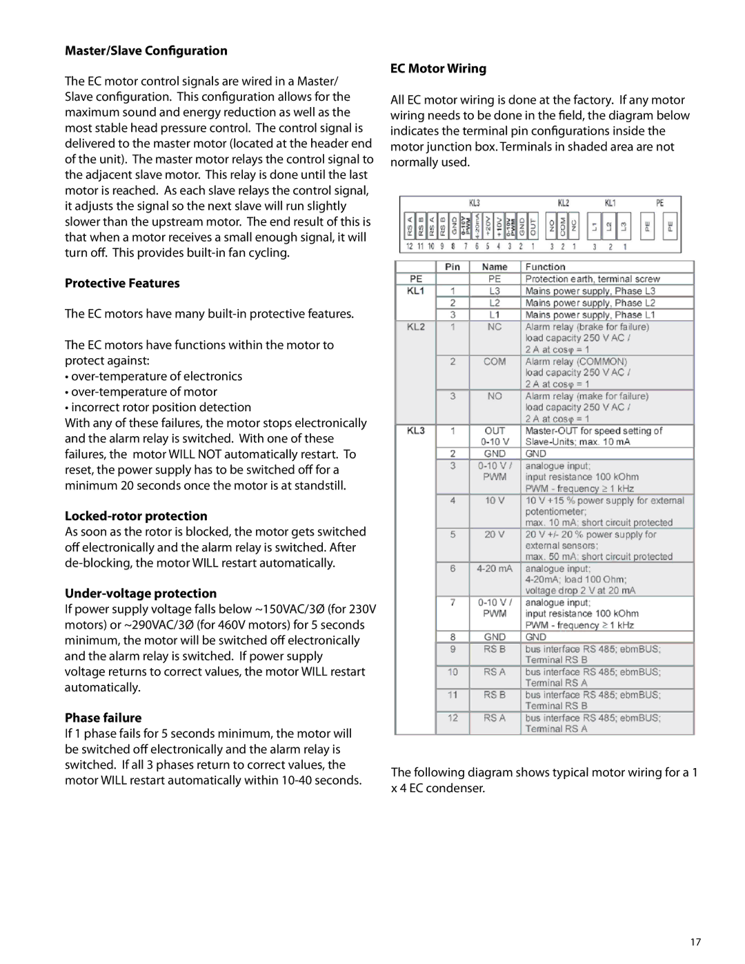 Heatcraft Refrigeration Products none Master/Slave Configuration, Protective Features, Locked-rotor protection 