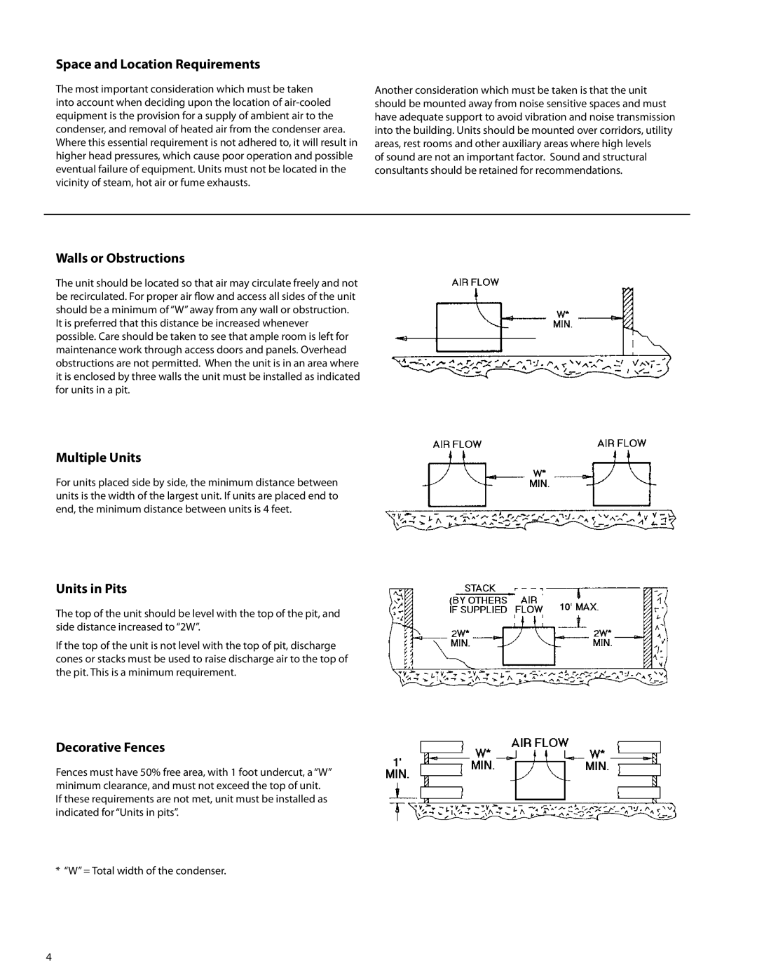 Heatcraft Refrigeration Products none Space and Location Requirements, Walls or Obstructions, Multiple Units 