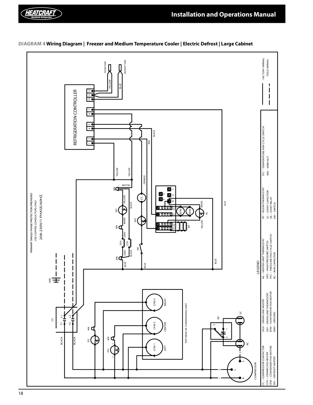 Heatcraft Refrigeration Products PRO3 manual Installation and Operations, 208-230V/1 PHASE/60HZ 