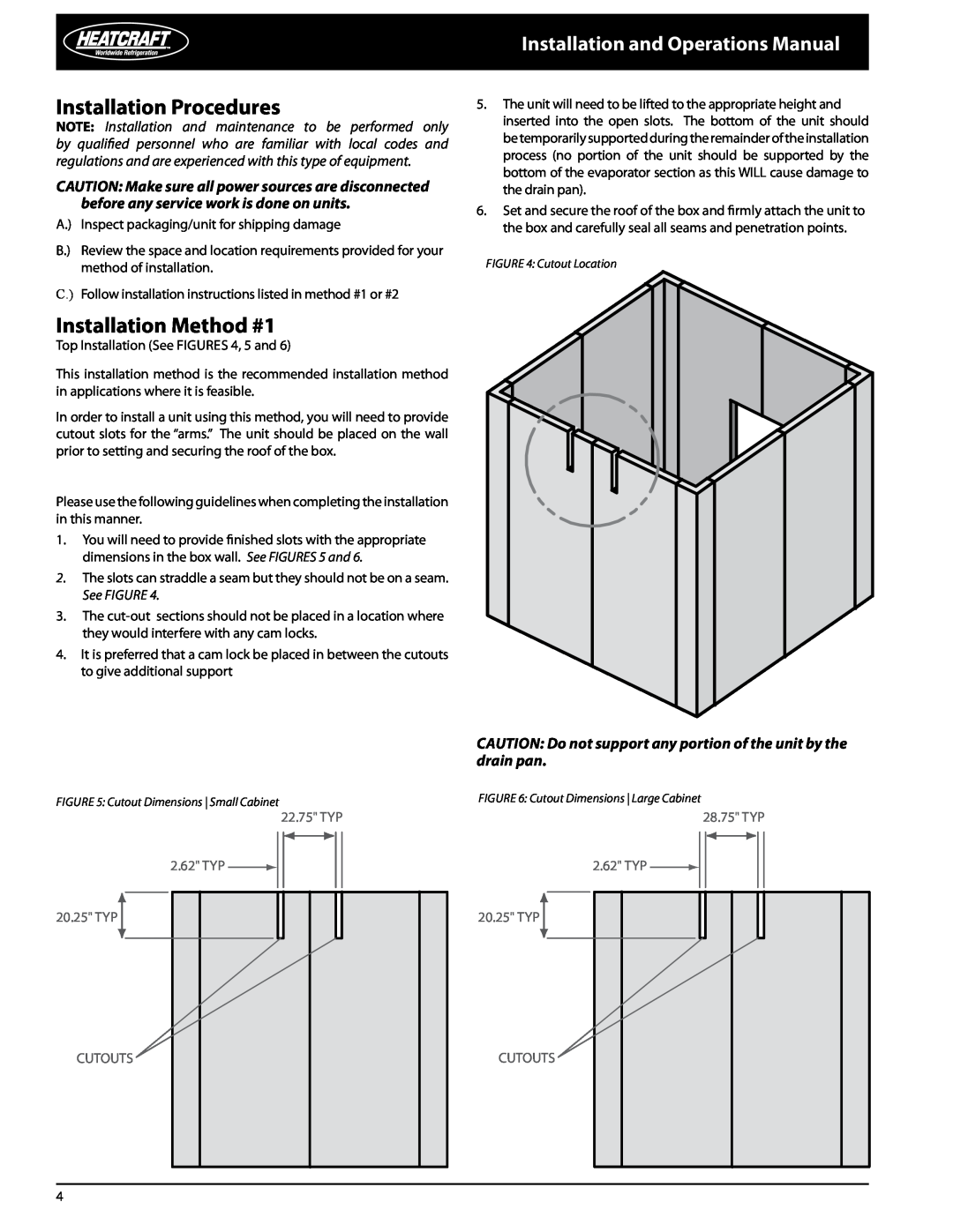 Heatcraft Refrigeration Products PRO3 Installation Procedures, Installation Method #1, Installation and Operations Manual 