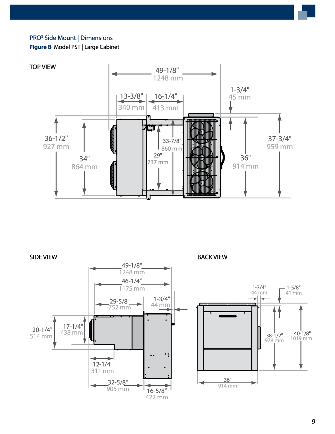 Heatcraft Refrigeration Products PTN 36-1/2, 927 mm, 864 mm, 45 mm, 37-3/4, 959 mm, 914 mm, 33-7/8, 860 mm 737 mm, 13-3/8 