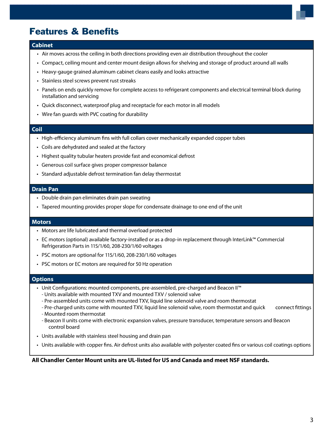 Heatcraft Refrigeration Products TLH, TLL manual Features & Benefits 