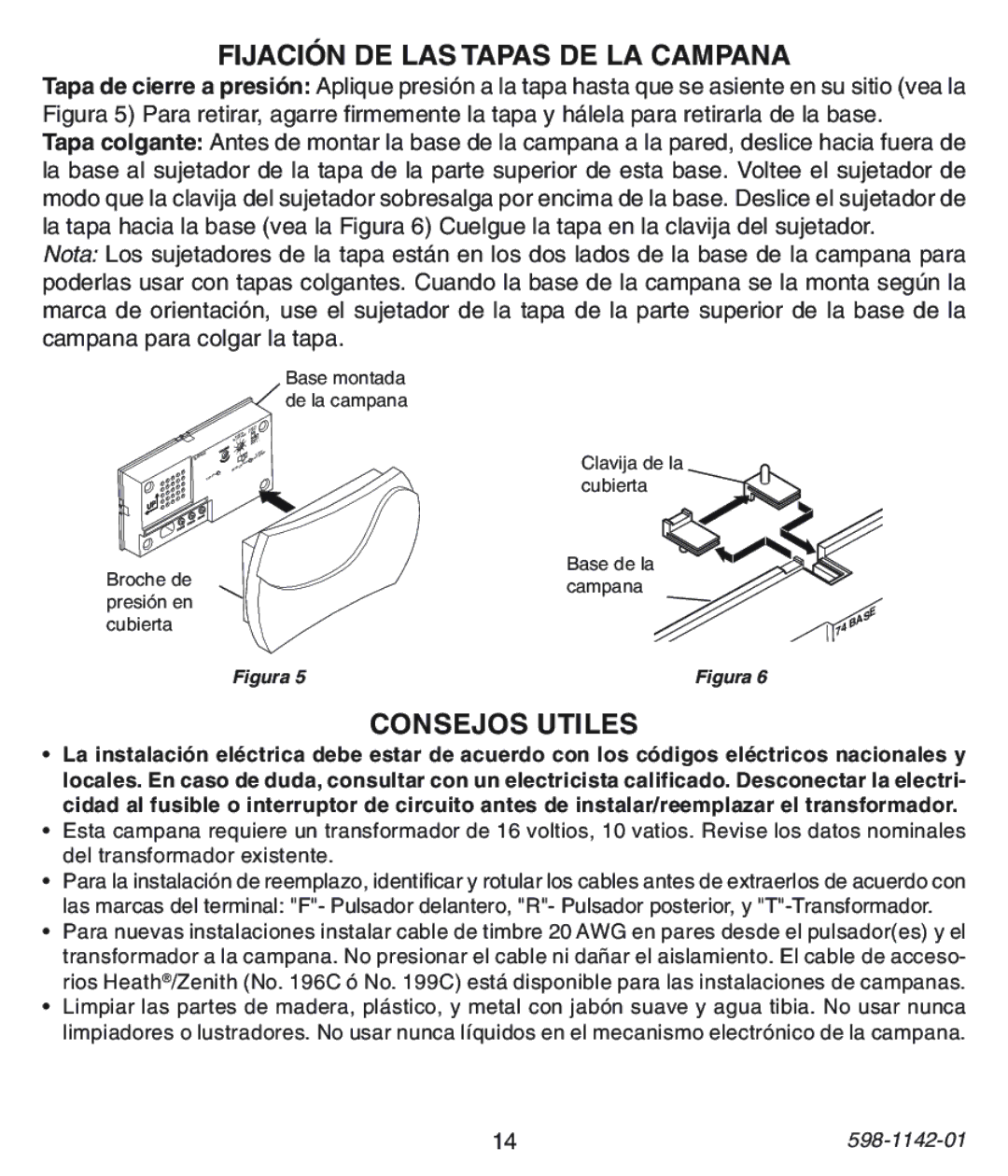 Heath Zenith 125C, 121AC, 122C installation instructions Fijación DE LAS Tapas DE LA Campana, Consejos Utiles 