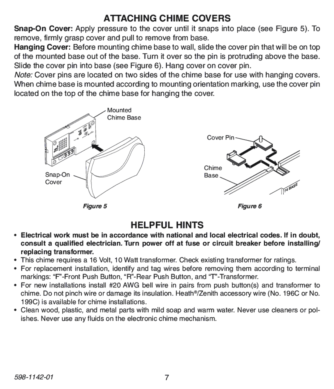 Heath Zenith 122C, 121AC, 125C installation instructions Attaching Chime Covers, Helpful Hints 