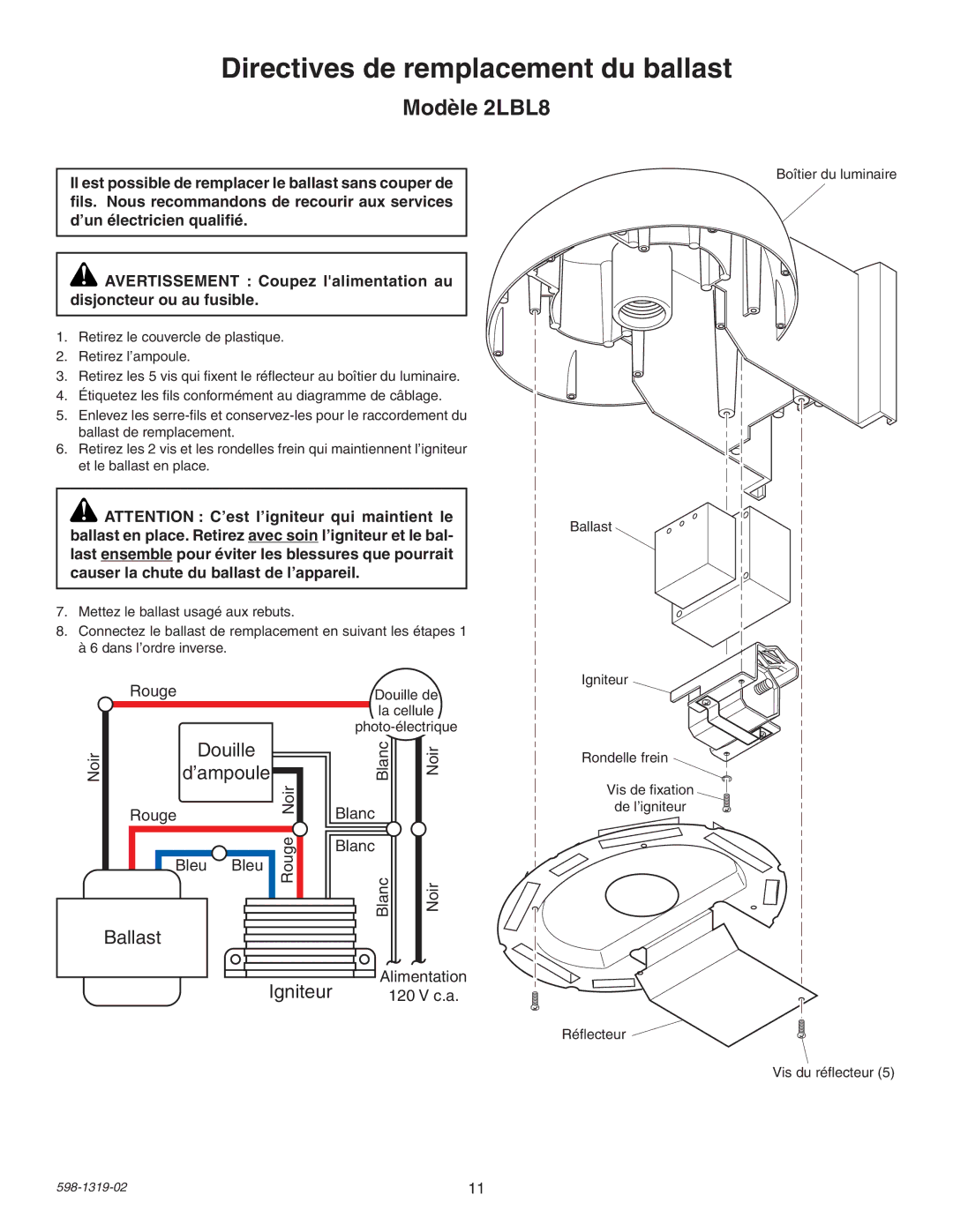 Heath Zenith 2LBL7 manual Modèle 2LBL8 