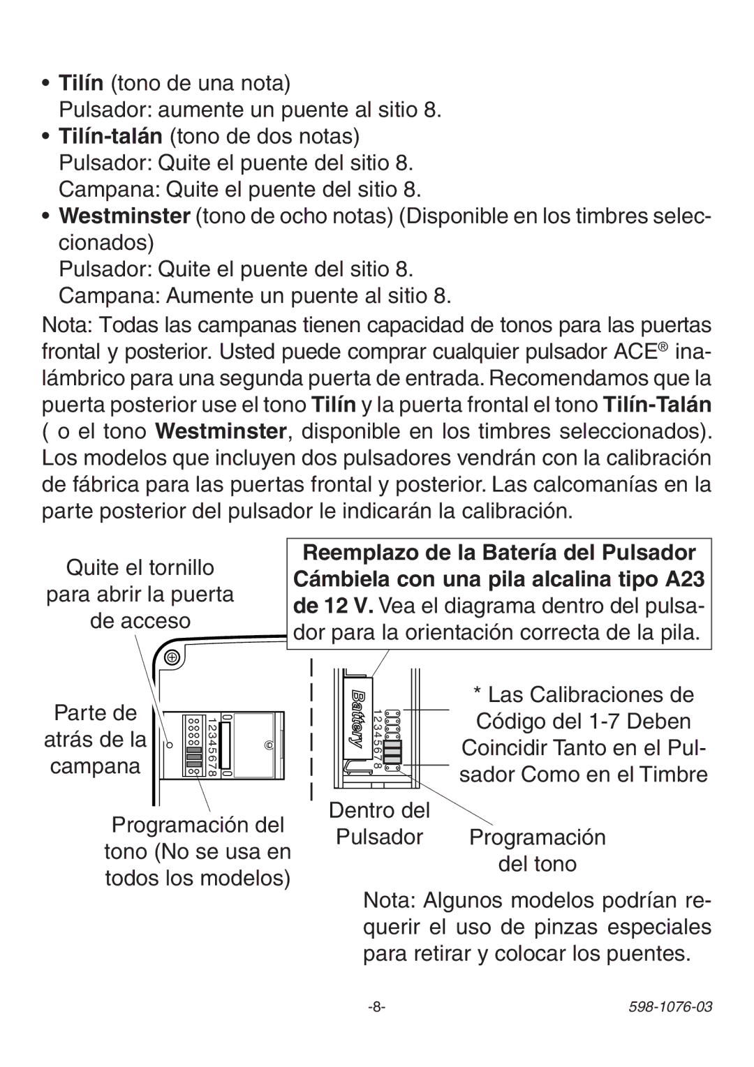 Heath Zenith 3106978 (AC-6196) manual Campana 