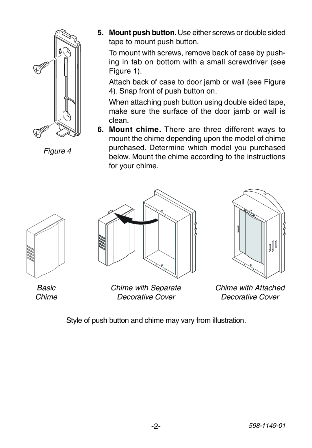 Heath Zenith 3196425 manual Make sure the surface of the door jamb or wall is 