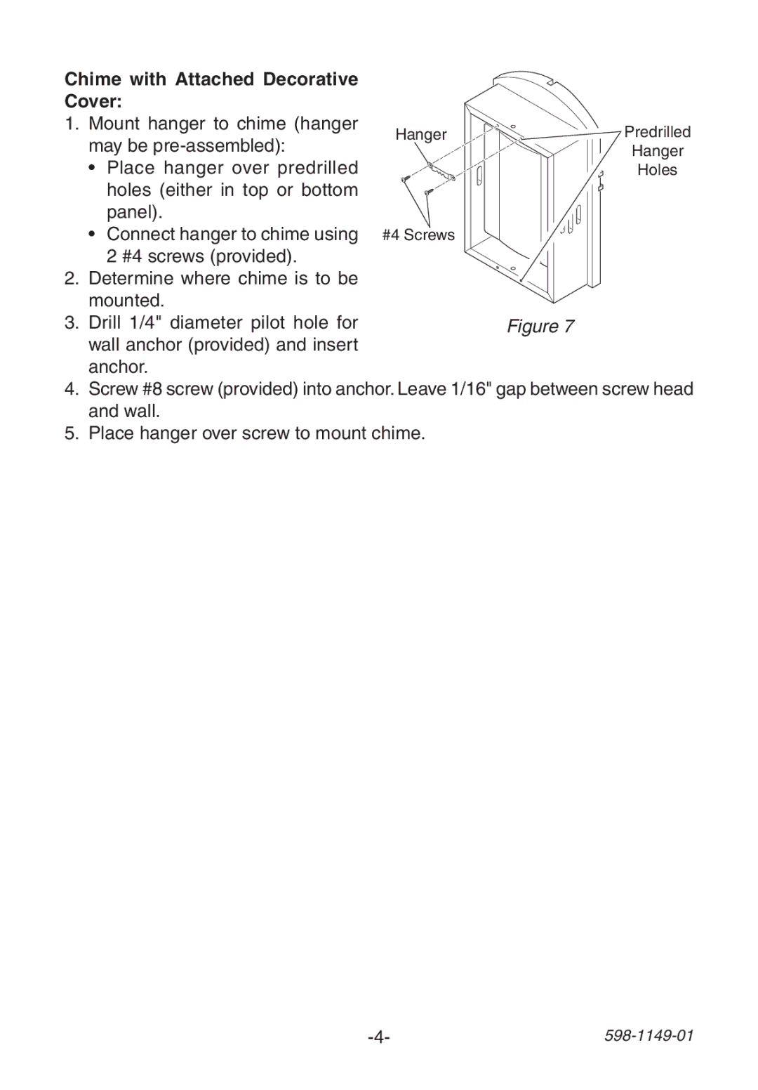 Heath Zenith 3196425 manual Chime with Attached Decorative Cover 