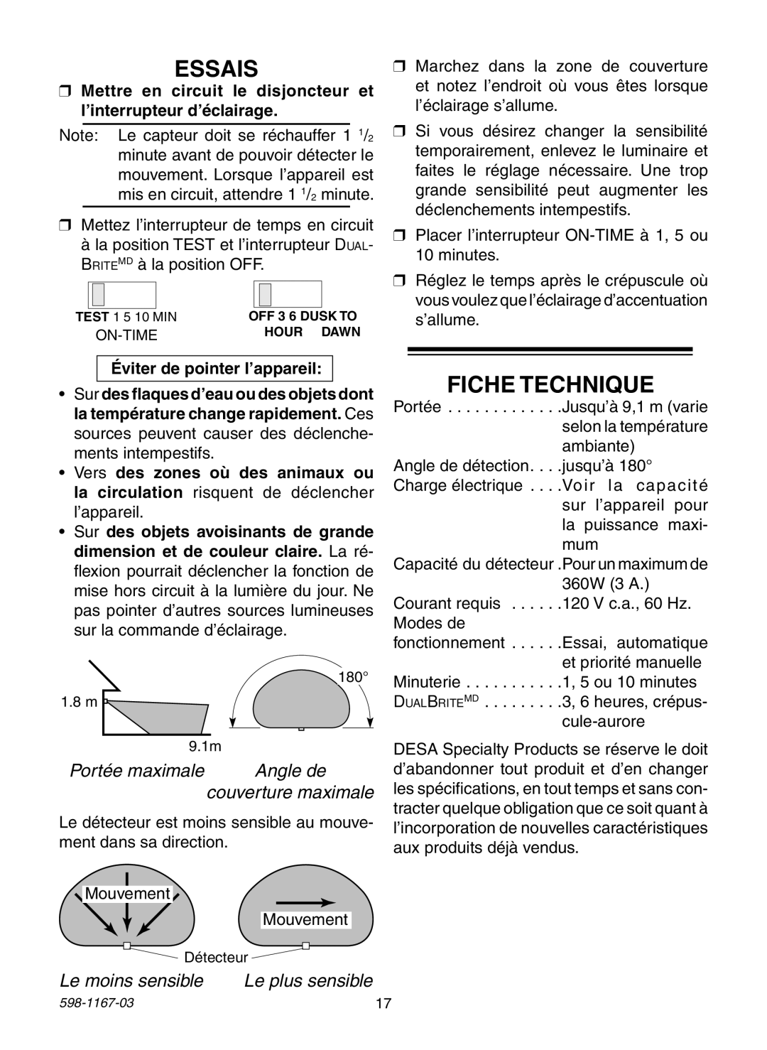 Heath Zenith 4193 warranty Essais, Fiche Technique 