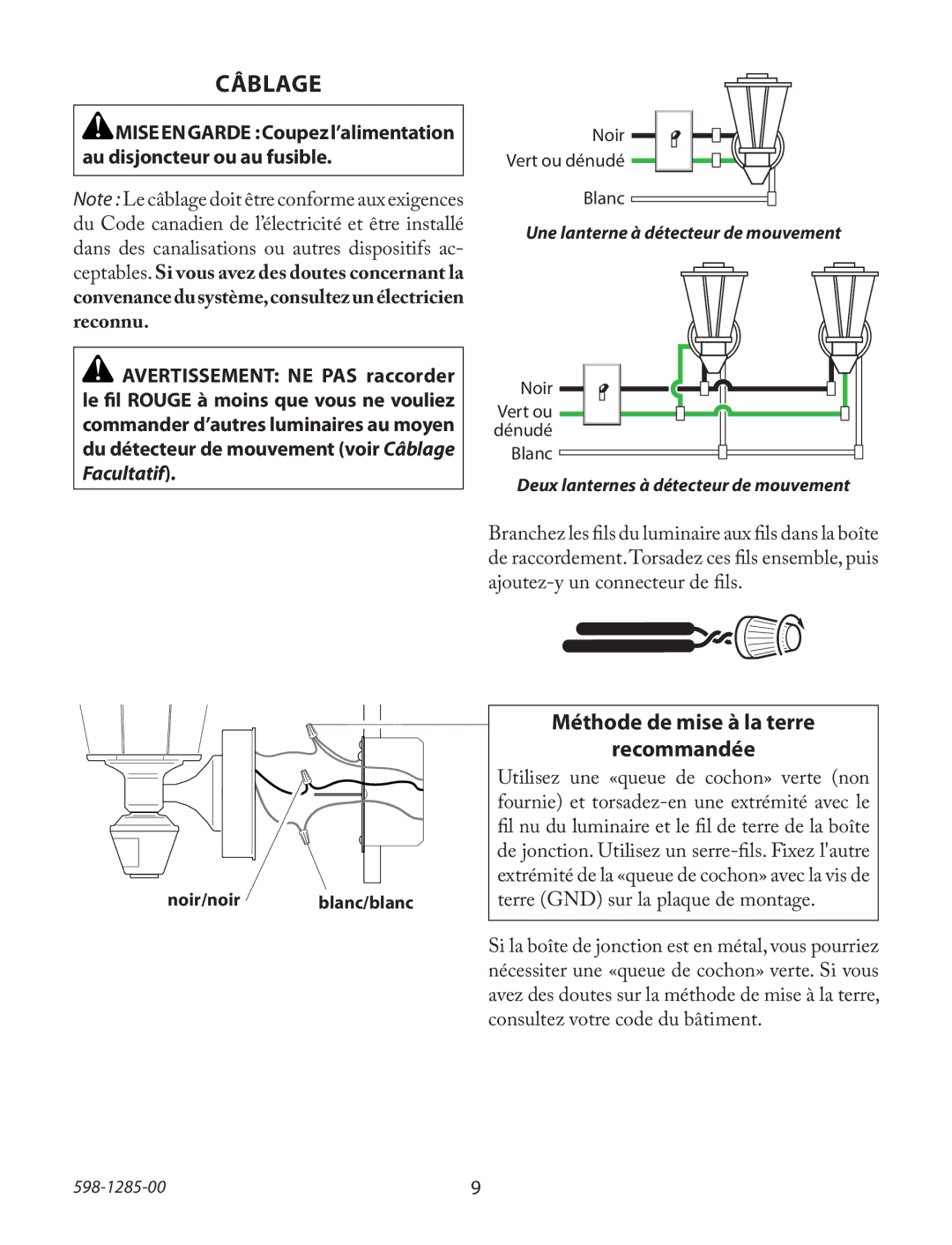 Heath Zenith 52-4477-8 operating instructions Câblage 