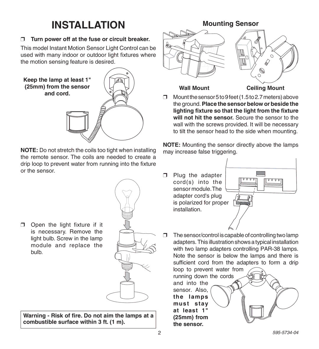 Heath Zenith 5213, 5212 manual Installation, Mounting Sensor 