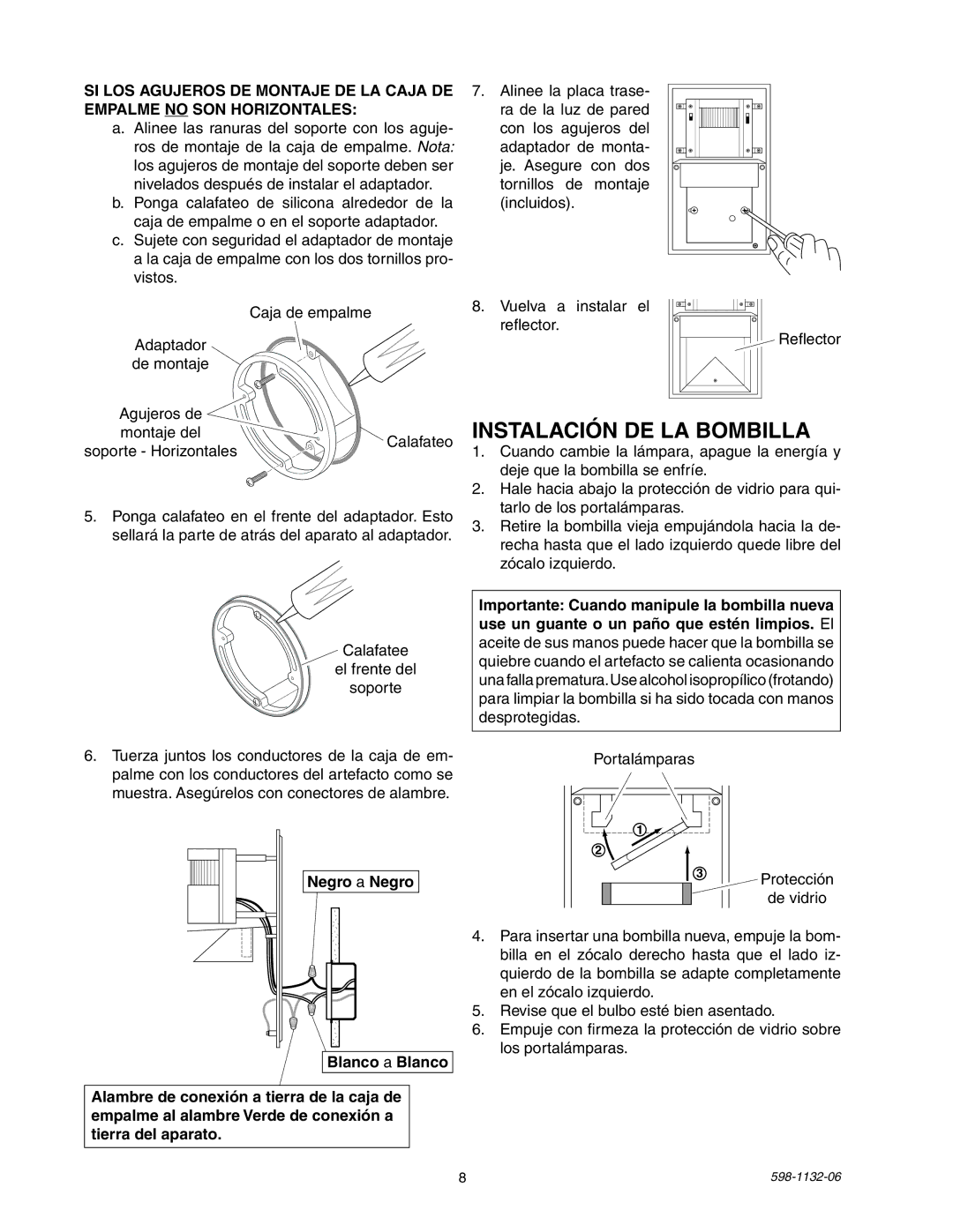 Heath Zenith 5630 manual Instalación De La Bombilla 