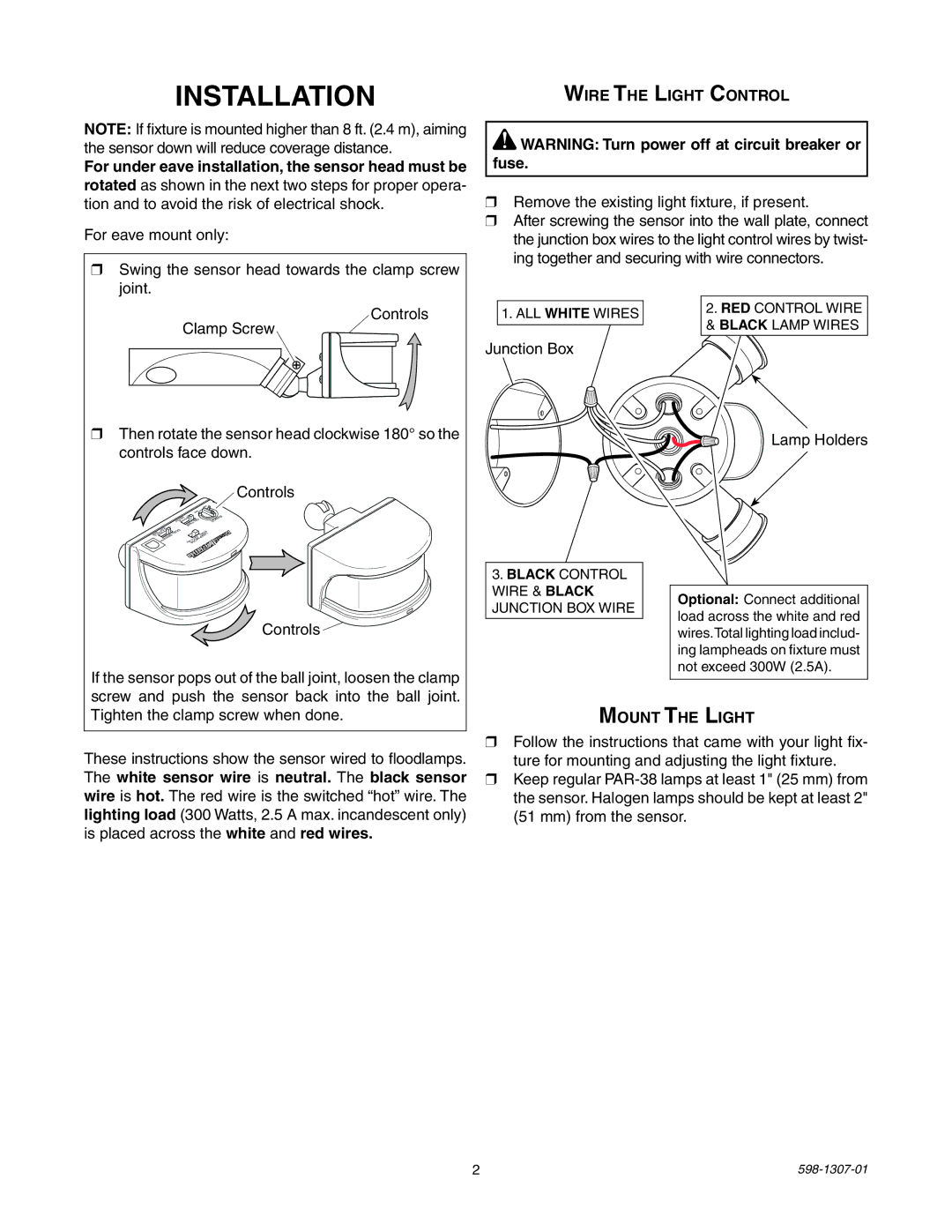 Heath Zenith 5716 manual Installation, Wire The Light Control, Mount The Light 