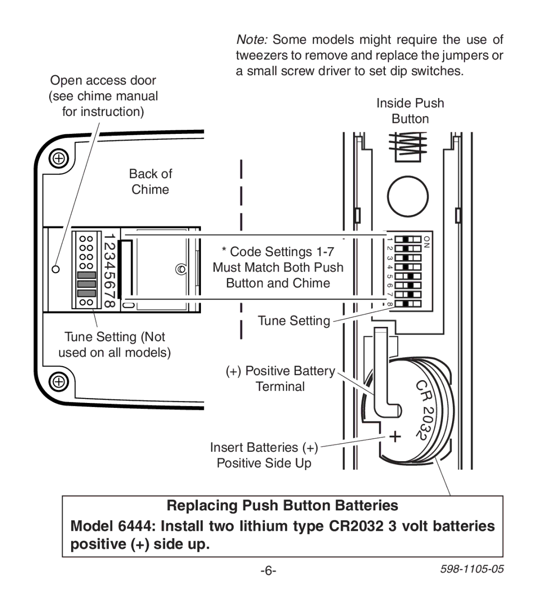 Heath Zenith 598-1105-05 manual Insert Batteries + Positive Side Up 