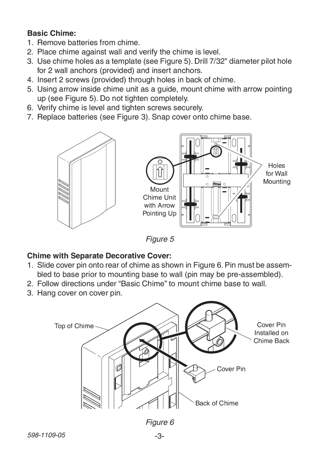 Heath Zenith 598-1109-05 manual Basic Chime, Chime with Separate Decorative Cover 