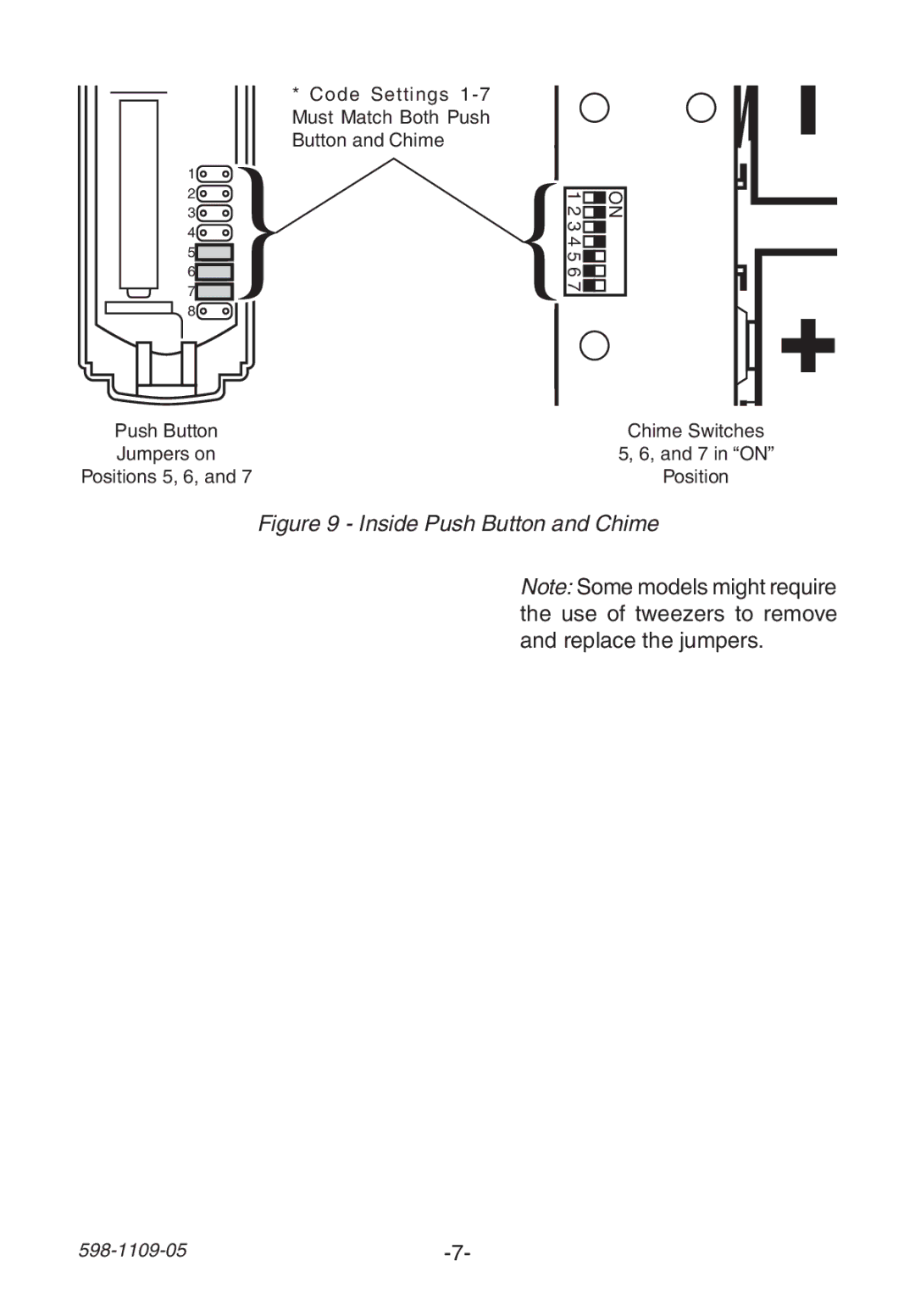 Heath Zenith 598-1109-05 manual Inside Push Button and Chime 