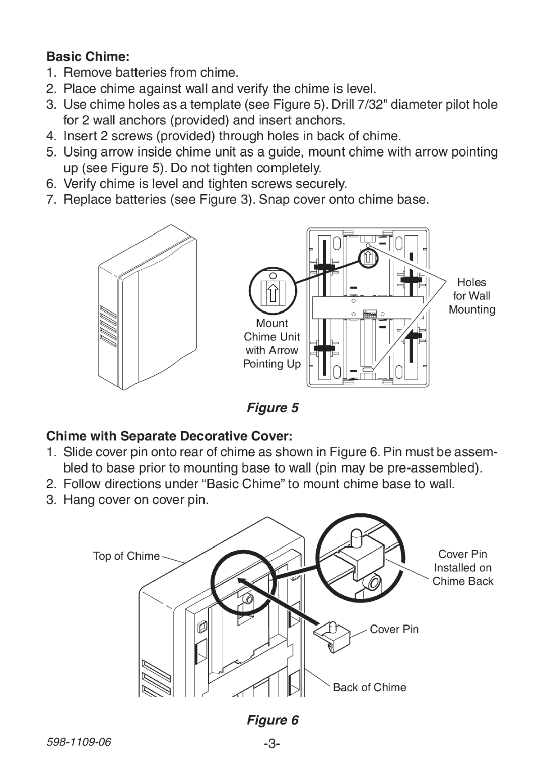 Heath Zenith 598-1109-06 manual Basic Chime, Chime with Separate Decorative Cover 