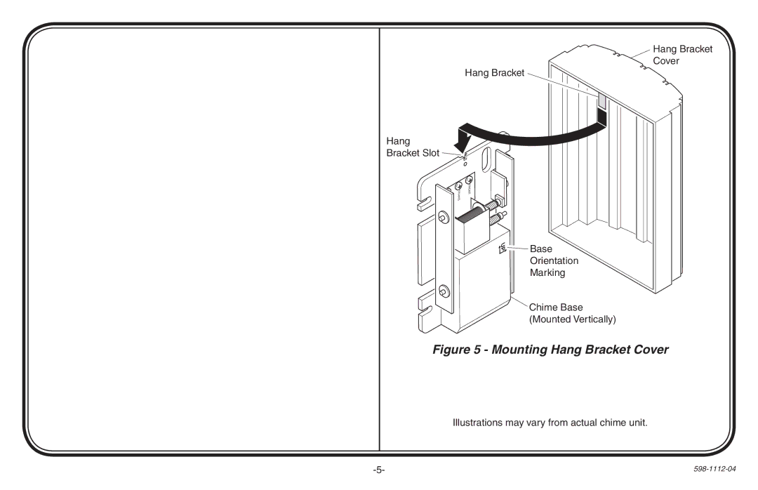 Heath Zenith 598-1112-04 manual Mounting Hang Bracket Cover 